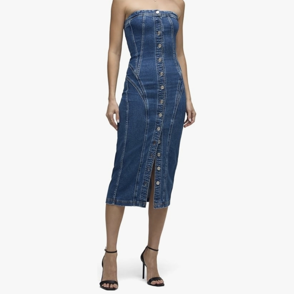 Hudson Jeans Strapless Blue Denim Dress